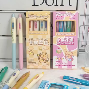 PULPEN GEL MEKANIK ISI 4 PCS 05 MM DENGAN GAMBAR YANG BISA BERPUTAR MOTIF KARAKTER KARTUN LUCU KAWAII TINTA HITAM