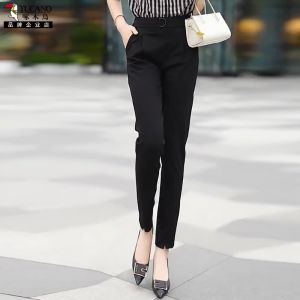 Slim Straight Leg Harlan Pants High Waist Nine-Tenths Black Casual Versatile Womens Spring Summer New Style TUCANO Korean Version