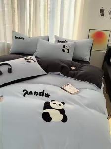 Panda Cartoon Embroidered Bedding Set
