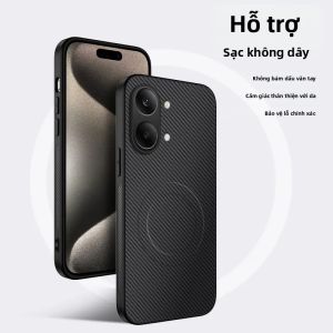 Ốp Điện Thoại Tương Thích Sạc Không Dây Magsafe Cho Google Pixel Poco X8 Pro Max X7 X6 Pro Vỏ Bảo Vệ Bằng Da Bằng Sợi Carbon