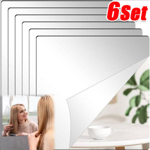 6/10pcs Square Acrylic Self-adhesive Mirror Stickers / Flexible 3D Mirror Wall Stickers / DIY Reflective Soft Mirror Stickers for Home Decor