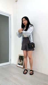 Kemeja Wanita Motif Salur Style Korea Bahan Polyrayon