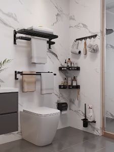 YissTiee bathroom aluminum towel rack toilet storage rack wall mounted punch-free installation