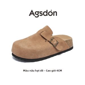 Agsdon | Dép Mule Nữ Đế Cao Trơn Bít Mũi