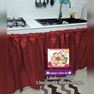 glamour curtain lababo curtain and valance curtain plain design/ dark or light curtain/ plain elegant window kurtina/ half curtain