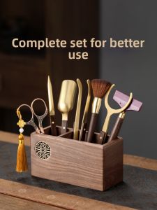 SHANGYANFANG | High-Quality Tea Set with Tea Knife Tea Scissors Solid Wood Tea Table and Brewing Accessories