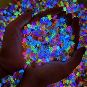 เต่าเรซิ่นเรืองแสงขนาดเล็ก 100 ชิ้น คละสี ใช้ตกแต่งเล็บ DIY ได้