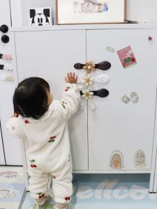 INS Style Drawer Kids Safety Lock Refrigerator Door Anti-Clamp Hand Lock Punch-Free Sliding Door Buckle