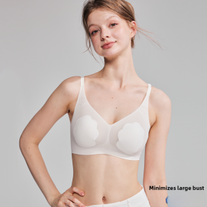 Miiow | Lightweight Womens Bra Soft Support Fixed Strap Cooling Mint Latex Gathered Underwear V-Neck 3/4 Cup No Steel Ring Summer