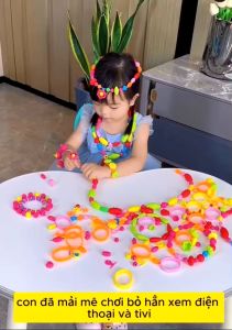 Đồ chơi xâu hạt trang sức 550 chi tiết nhựa cao cấp đồ chơi lắp ghép xâu hạt vòng trang sức bé gái