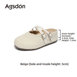 Agsdon | Autumn Slip-on Weave Design Platform Slide Sandals