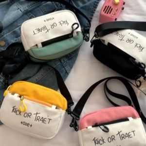 [BISA COD] TASNOVAIKU - Tas Slingbag Wanita Mini TRICK OR TREAT / Slingbag Kanvas Wanita Termurah / Tas Selempang Dompet & HP