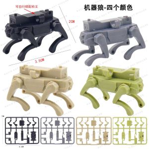 Modern Military Battle Dog Model Assembly Toy for Boys Unmanned Combat Heavy Equipment Remote Control War Wolf Building Blocks