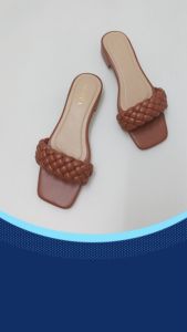 Azalea Myla in Tan - 1 inch heel braided straps sandals