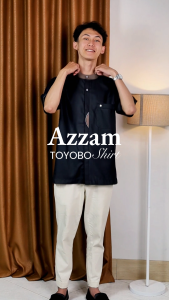 S&D PROJECT Baju Koko Muslim Azzam Bahan Toyobo Warna Hitam M-XL Untuk Pria Dewasa Lengan Pendek