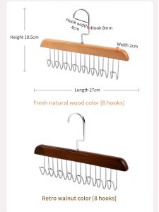 Wooden Multifunctional Storage Rack Tie Hats Scarf Holder NonSlip 360°Rotating Space Saver Wardrobe Storage Belt Hanger Organizer