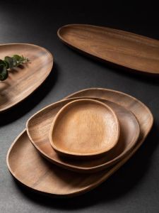 South American Walnut Wood Plate Whole Piece Wooden Tray Japanese Style Dry Foam Tray Home Use Dish Serving Tray Snack Dessert Plate