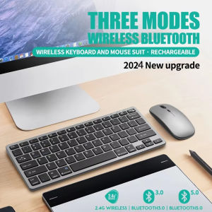 Keyboard & Mouse Set: Three Models Bluetooth 5.0 & 2.4G Wireless Rechargeable Ultra-thin Mute Wireless Mouse Keyboard