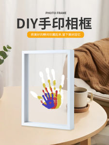 Colorful Couple Handprint Picture Frame Souvenir Valentines Day Gift Oil Painting DIY Stamp Clay Hand Model Palm Print Artwork