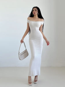 Liviahome Kardashian One Shoulder Bodycon Long Dress Women Summer Hot Girl Tight Super Show Figure Dress Street Style Pure Color