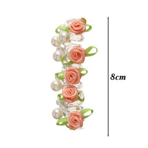 【♡Lovely girls house♡】เชือกรัดผมผมหางม้ายางรัดผมโทรศัพท์ดอกกุหลาบแฟชั่นแบบถักยางรัดผมสายโทรศัพท์