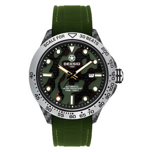 Deesio Mens Automatic Mechanical Watch Carbon Fiber Case Sports Watch for Men Luminous Silicone Strap Function Date Display