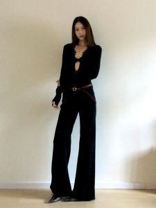 Quần Jeans Ống Thẳng Rộng Màu Đen Cạp Thấp Cho Nữ Cao 175 Cm Quần Ống Loe Ôm Dáng Thời Trang Mùa Xuân Thu