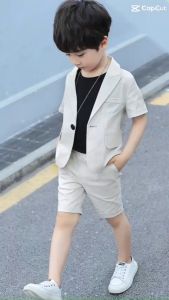 bộ vest bộ vest bé trai siêu đáng yêu và phong cách quần lửng và áo bamboo dáng vest  không áo lót trong   chất mát đứng dáng - T3