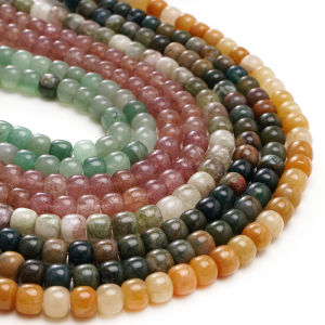 Natural Stone Green Aventurine /Yellow Jade/Indian Agate /Strawberry Crystal /Olivine  Beads DIY Jewelry Bracelet Necklace Pendant Accessories