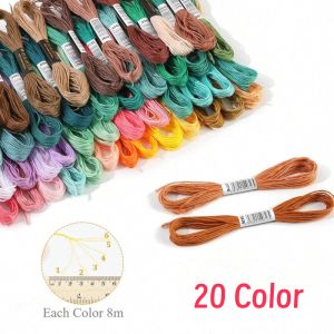 20-Color Cross Stitch Thread Kit 8yards 6-Strand Polyester Embroidery Floss Set for Sewing & Craft Supplies ﻿