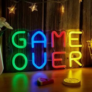 Chi-buy LED Neon Game Over USB Powered Neon Signs Night Light Suitable for Bedroom Wedding Game room,gift