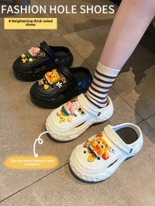 Womens Outdoor Summer Anti-slip Trendy Office Heightening Beach Head Cover Sandals Mens Breathable Slip-On Slippers