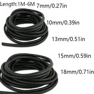 Outer diameter 10/13/15/18/21/25/28mm length 1/3/6m split type steel wire braided conduitpolyethylene pipe black sleeve