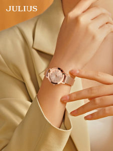 Julius Quartz Watch for Women Student Fashion Light Luxury round Dial Stainless Steel Band Watch with Luminous Function