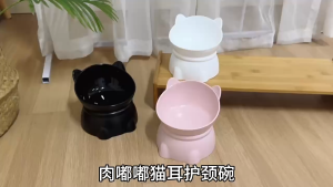 chén chống gù hình mèo màu basic dành cho chó mèo - T3 PETS SHOP