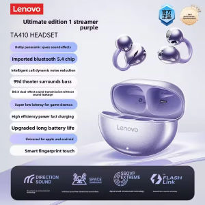 Lenovo | Lenovo Wireless Bluetooth 5.4 Earphones TWS Panoramic Sound Effects Ultra Long Battry Life Headphones Comfortable To Wear TA410
