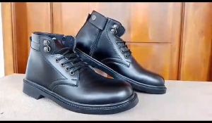 Sepatu Pria Formal PDH Dinas Kantoran Hitam Kilap Dan Dop Ankle Boots Ressleting
