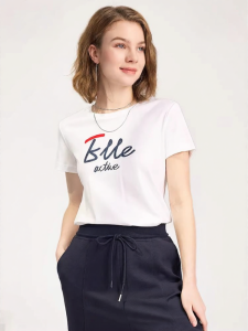 ELLE Active | Slim-Fit White Round-Neck Short Sleeve T-Shirt