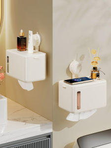 Bathroom Wall-Mounted Suction Cup Tissue Box Toilet Paper Holder European Style Household Personal Cleaning Tools Paper Towel Rack