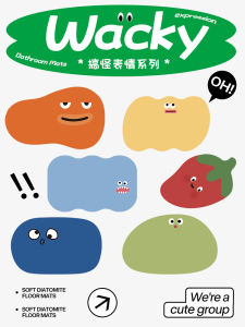 Bathroom Anti-Slip Water Absorbent Soft Pad Kitchen Toilet Entrance Carpet Natural Rubber Geometric Pattern Machine Weave Home Use