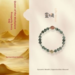 LINGJISHENGHUOGUAN | Green Phantom Fortune Basin Horn Shaped Crystal Bracelet Women