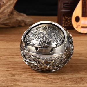 Asbak Paduan Asbak Meja Kopi Desktop Kreatif Tahan Angin Dan Tahan Jatuh Tutup Asbak Asbak Rokok Logam Retro Tahan Angin Gaya Eropa Ashtray Vintage Metal