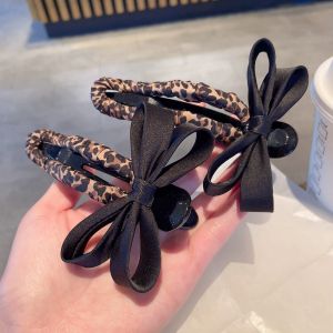 Korean Style Leopard Print Hair Clip Butterfly Knot Parting Hair Clamp Womens Sweet Cool Duckbill Hair Clamp Back of Head Top Clip