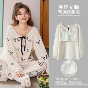 Pure Cotton Sleepwear Womens Spring Autumn Long Sleeve Long Pants Princess Style Home Clothes Two Piece Set Comfortable Loose Fit