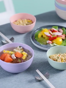 Wheat Straw Bowl Plastic Bowl Noodle Soup Bowl Japanese Rice Bowl Household Rice Bowl Microwavable Non-Toxic Bowl 