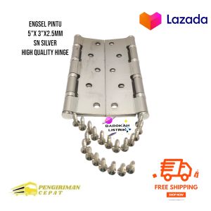 ENGSEL PINTU KAYU /5"X3"x2.5mm.Silver TEBAL sepasang Engsel Pintu Rumah 5" Stainless Anti Karat 1set