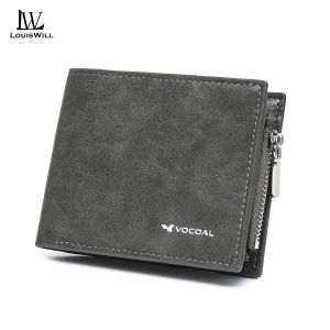 LouisWill Mens Wallet RFID Blocking Protection Cash Slot Simple Short Wallet Soft PU Business Wallet Retro Wallet Multi-Card Position Wallets Travel Purses Coin Wallet