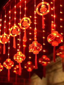 Đèn Led Rèm - Lồng Đèn Đỏ May Mắn Chữ Phúc Trang Trí Lễ Tết