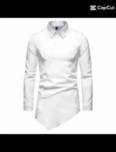 Áo sơ mi áo sơ mi nam dài tay thiết kế độc đáo vạt chéo thêu hoa văn sang trọng lịch lãm - mã H37