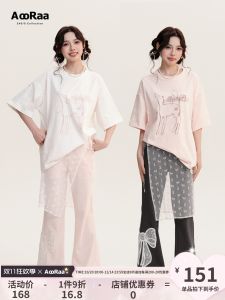 Original Design Psychedelic Deer Print Short Sleeve round Neck T-Shirt Cotton Sweet Style Loose Fit Summer Womens Top